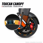 TOUCAN CANOPY Felgenaufkleber passend zum Skin: Ring aus dem Skin-Motiv auf Beispielrad, Lupe mit Musteransicht. Nur Felgenaufkleber, Form je nach Modell.