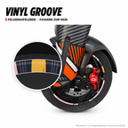 VINYL GROOVE Felgenaufkleber passend zum Skin: Ring aus dem Skin-Motiv auf Beispielrad, Lupe mit Musteransicht. Nur Felgenaufkleber, Form je nach Modell.