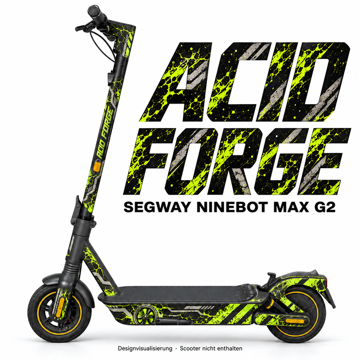 SEGWAY NINEBOT G2 MAX SKIN | ACID FORGE – Designvisualisierung am passenden Scooter. Scooter nicht enthalten.