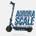 AURORA SCALE Skin für Segway Ninebot MAX G2: türkis-blaue und lavendelfarbene Schuppenornamente auf Marineblau – digitale Designvisualisierung, Scooter nicht enthalten
