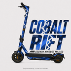 COBALT RIFT Skin für Segway Ninebot MAX G2 in Kobaltblau und Marineblau mit hellen Zickzacklinien – digitale Designvisualisierung, Scooter nicht enthalten