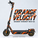SEGWAY NINEBOT G2 MAX SKIN | ORANGE VELOCITY – Designvisualisierung am passenden Scooter. Scooter nicht enthalten.