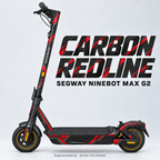 SEGWAY NINEBOT G2 MAX SKIN | CARBON REDLINE – Designvisualisierung am passenden Scooter. Scooter nicht enthalten.