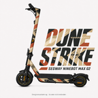 DUNE STRIKE Skin für Segway Ninebot MAX G2 in Sandbeige, Anthrazit und Kupferbraun mit kantigem Rallye-Muster – digitale Designvisualisierung, Scooter nicht enthalten