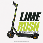 LIME RUSH Skin für Segway Ninebot MAX G2 in Limettengrün und Grünanthrazit mit abgerundeten Racing-Linien – digitale Designvisualisierung, Scooter nicht enthalten