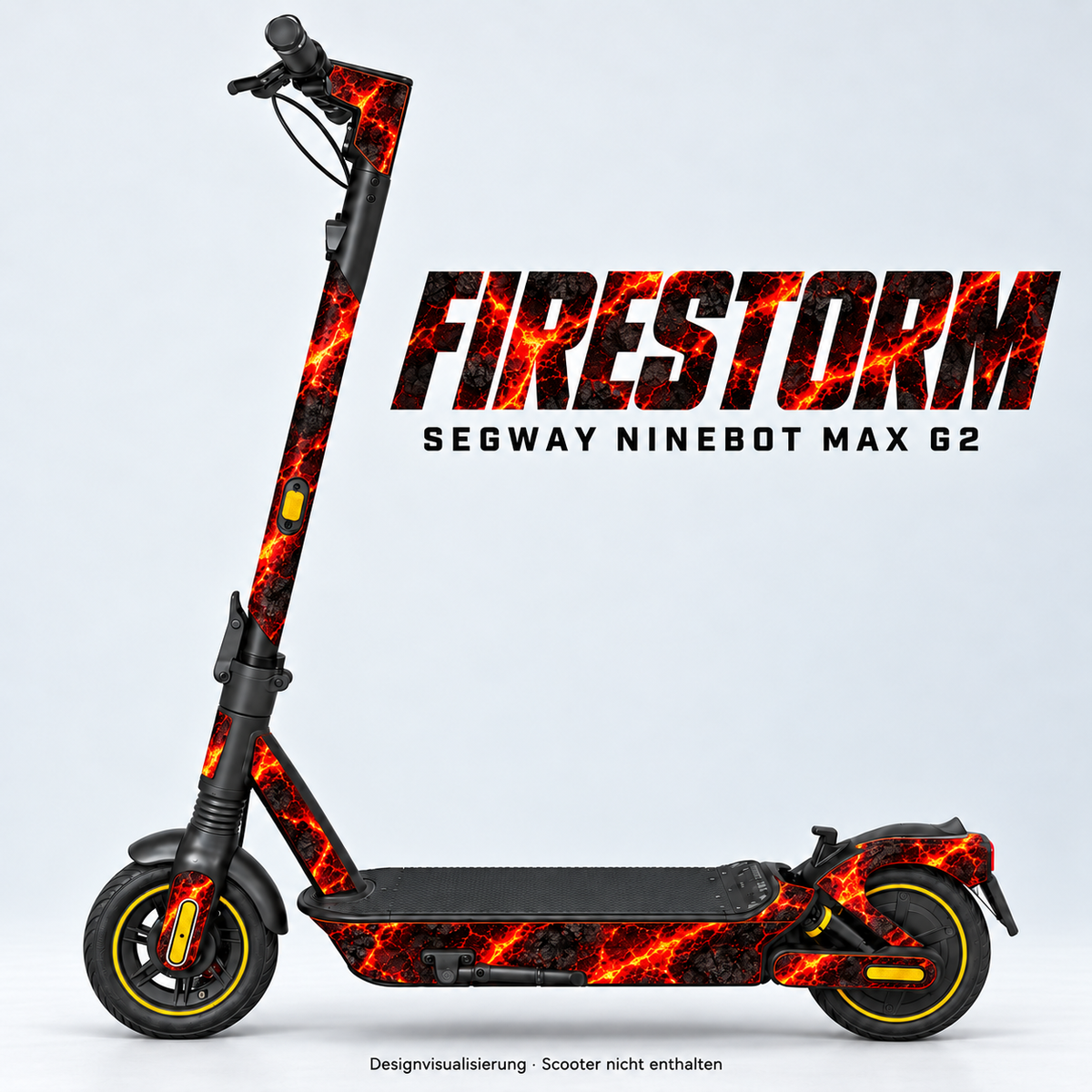 FIRESTORM – Designvisualisierung am Segway Ninebot MAX G2. Scooter nicht enthalten.