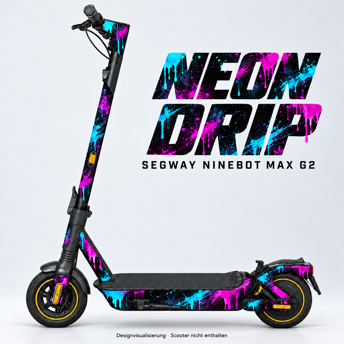 NEON DRIP – Designvisualisierung am Segway Ninebot MAX G2. Scooter nicht enthalten.
