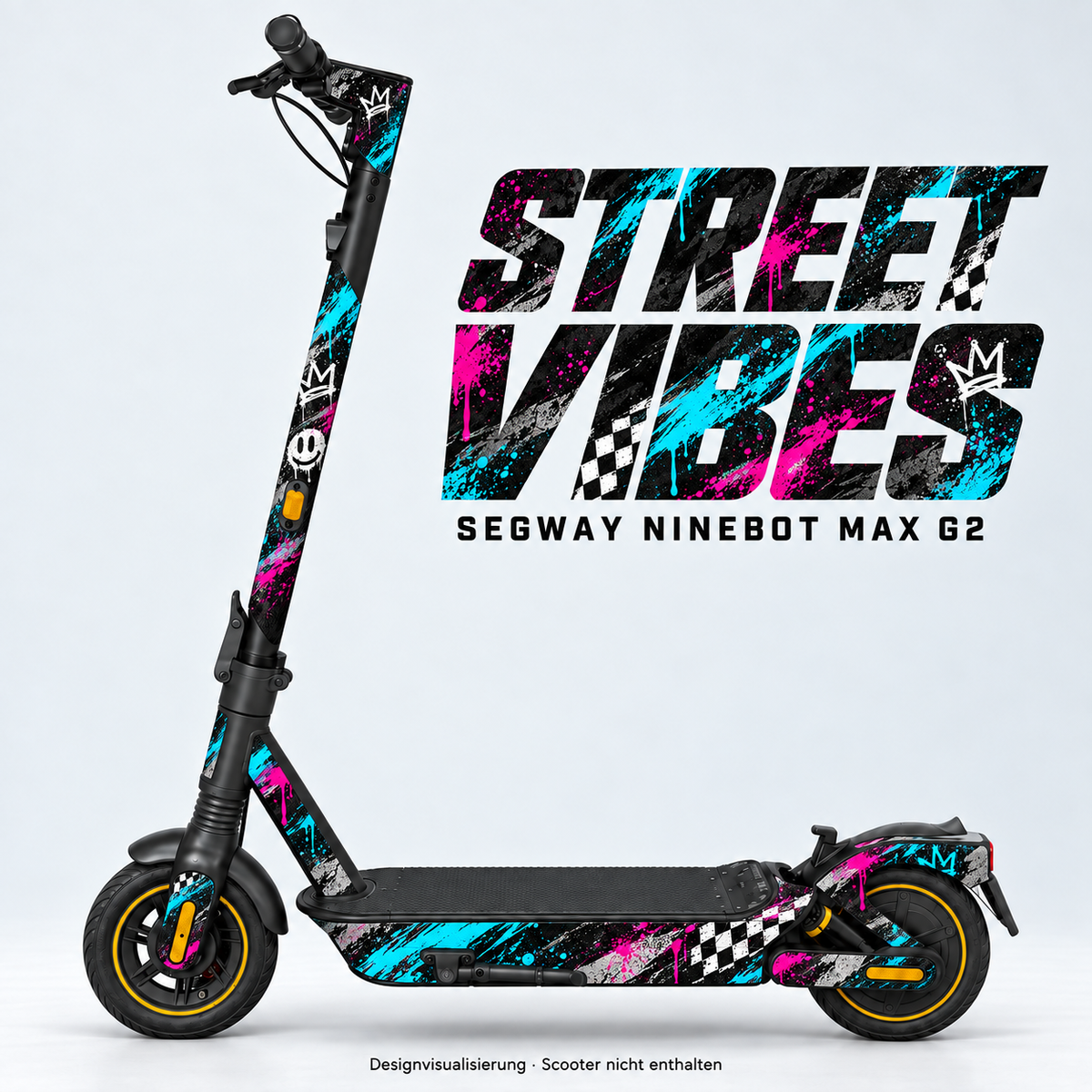 STREET VIBES – Designvisualisierung am Segway Ninebot MAX G2. Scooter nicht enthalten.