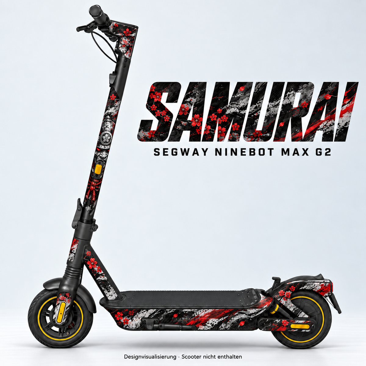 SAMURAI – Designvisualisierung am Segway Ninebot MAX G2. Scooter nicht enthalten.