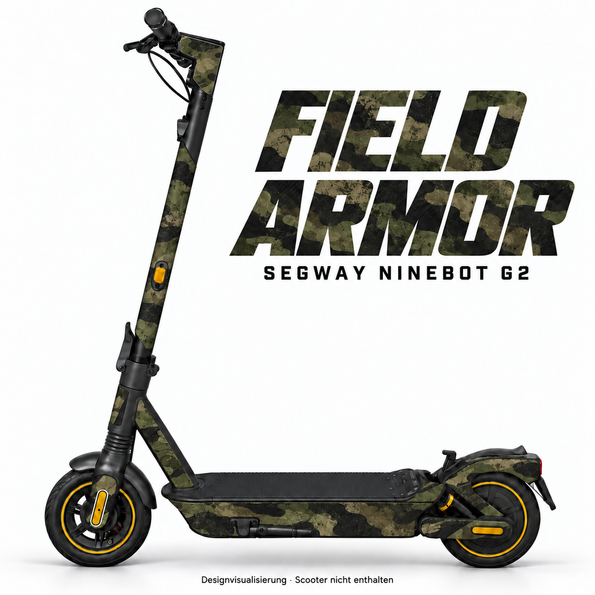 FIELD ARMOR – Designvisualisierung am Segway Ninebot MAX G2. Scooter nicht enthalten.