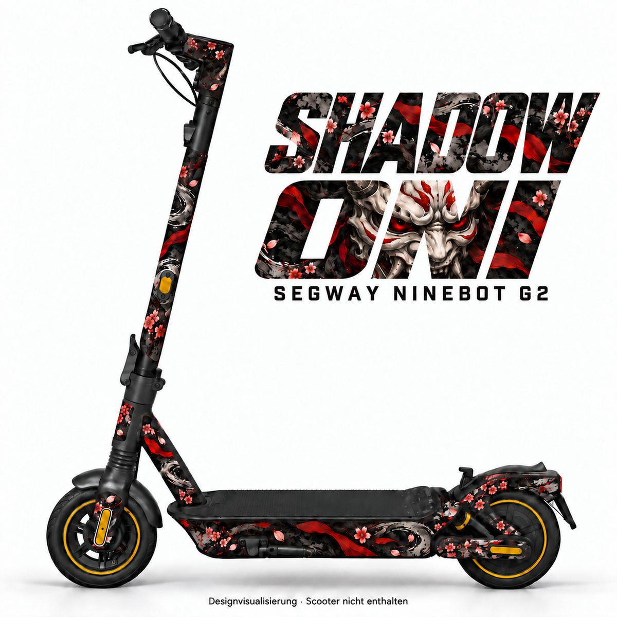 SHADOW ONI – Designvisualisierung am Segway Ninebot MAX G2. Scooter nicht enthalten.