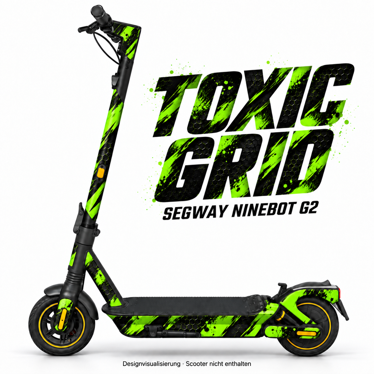 TOXIC GRID – Designvisualisierung am Segway Ninebot MAX G2. Scooter nicht enthalten.