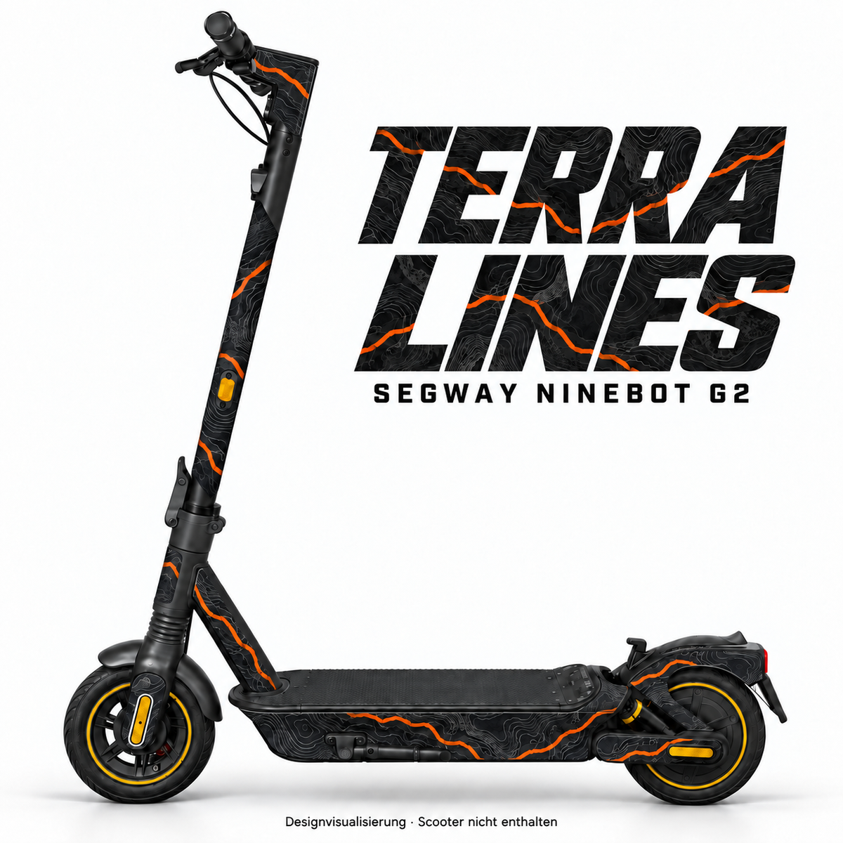 TERRA LINES – Designvisualisierung am Segway Ninebot MAX G2. Scooter nicht enthalten.