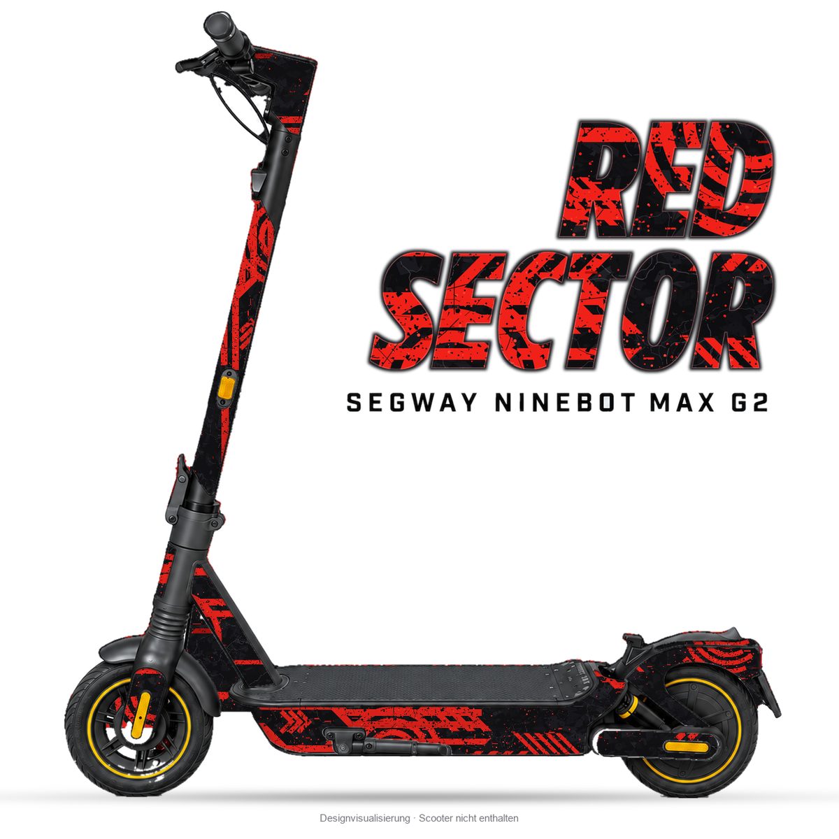 RED SECTOR – Designvisualisierung am Segway Ninebot MAX G2. Scooter nicht enthalten.