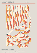 Sunset Kitsune – alle 27 Skin-Teile für Ninebot MAX G2; Originaltrittmatte bleibt erhalten.