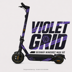 VIOLET GRID Skin für Segway Ninebot MAX G2 mit violetten Bändern und Hexagonraster – digitale Designvisualisierung, Scooter nicht enthalten