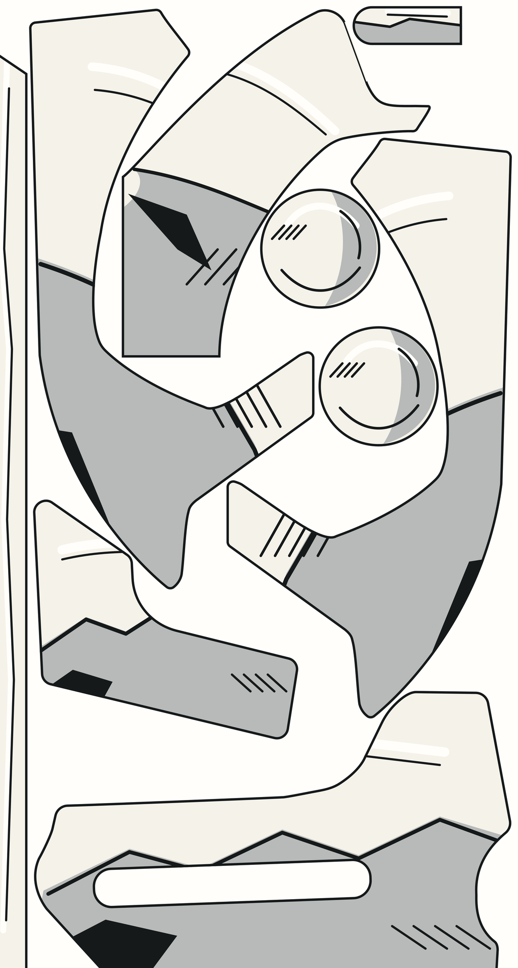 Detail der 2D INK G3 Verkleidungsfolien mit gezeichneten Konturen