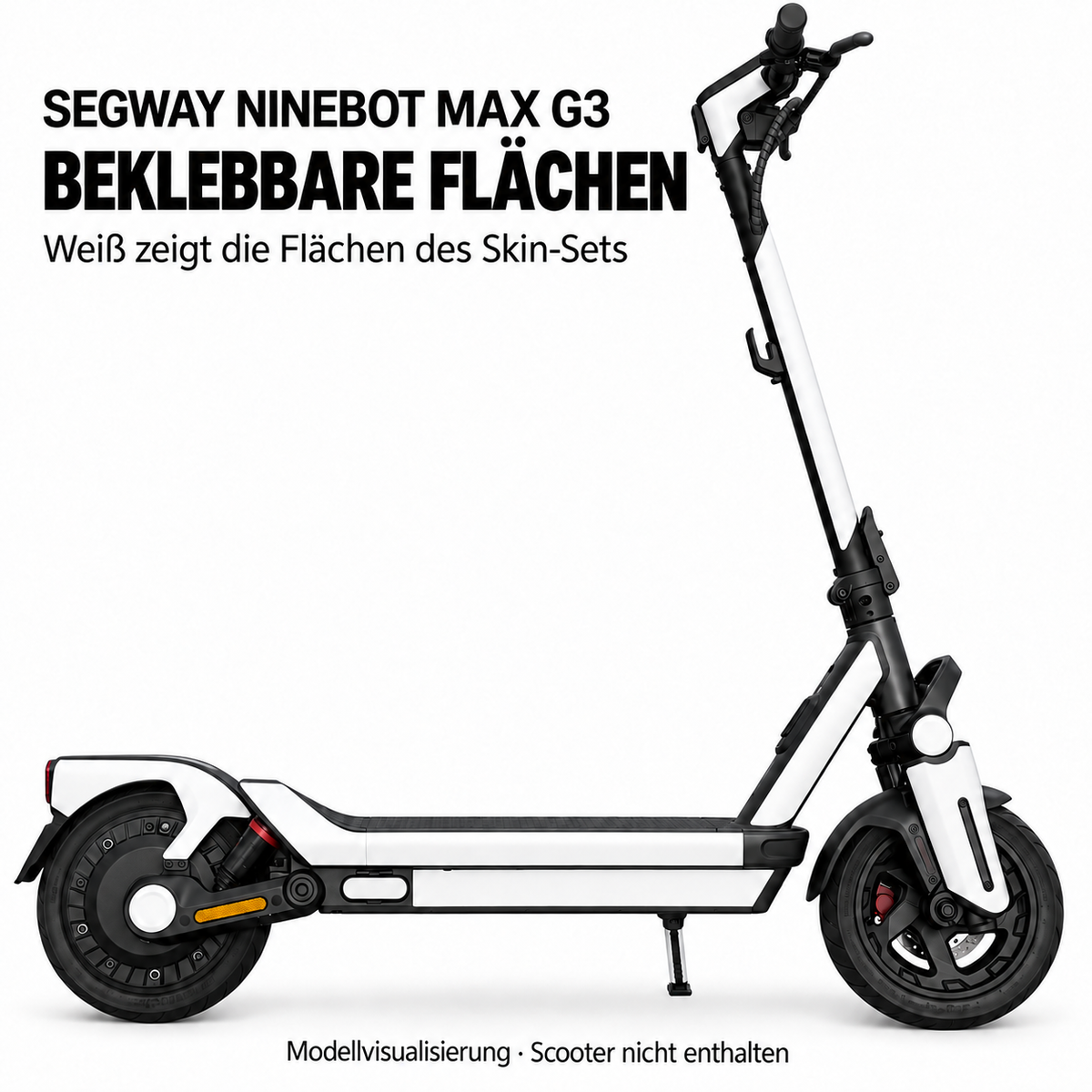 Segway Ninebot MAX G3 – neutrale Übersicht der Skinflächen; nicht das 2D INK Motiv