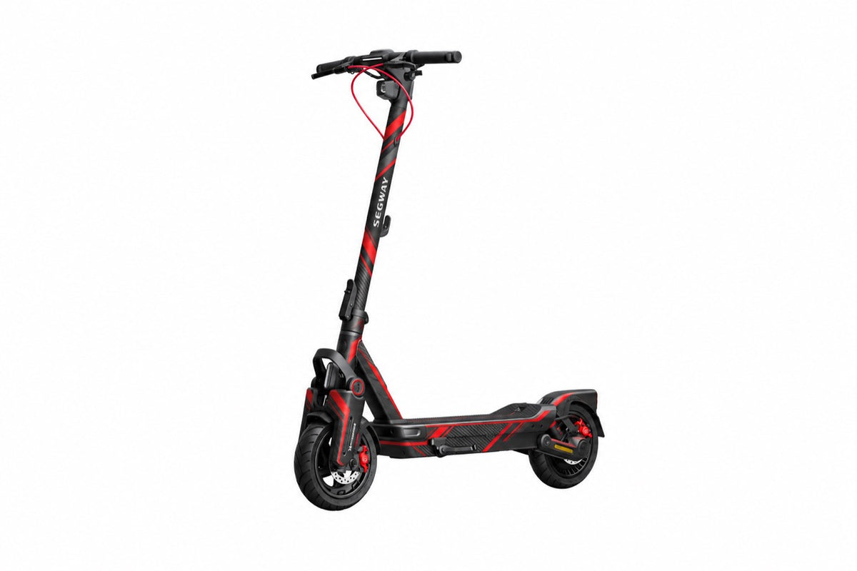 Carbon Redline – Designvisualisierung des montierten Skins am Segway Ninebot MAX G3. Scooter nicht enthalten.