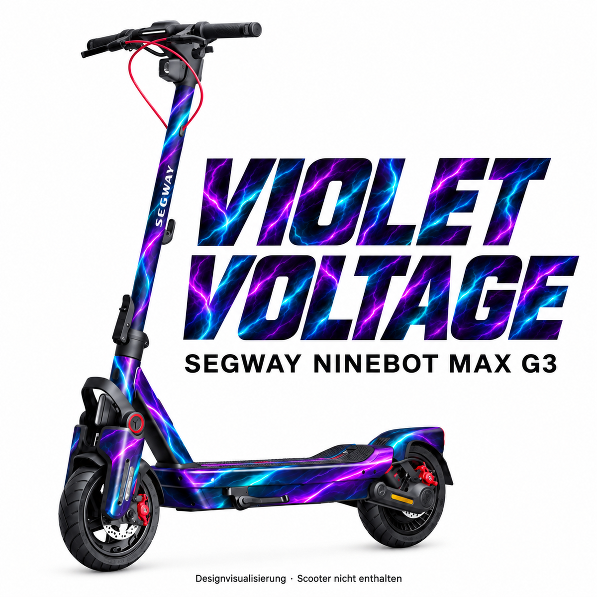 SEGWAY NINEBOT G3 SKIN | VIOLET VOLTAGE – Designvisualisierung am passenden Scooter. Scooter nicht enthalten.