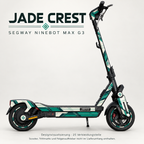JADE CREST für Segway Ninebot MAX G3 – getrennte Verkleidungsflächen in Jadegrün, Elfenbein und Schwarz. Digitale Designvisualisierung; Scooter, Trittmatte und Felgenaufkleber nicht im Lieferumfang enthalten.