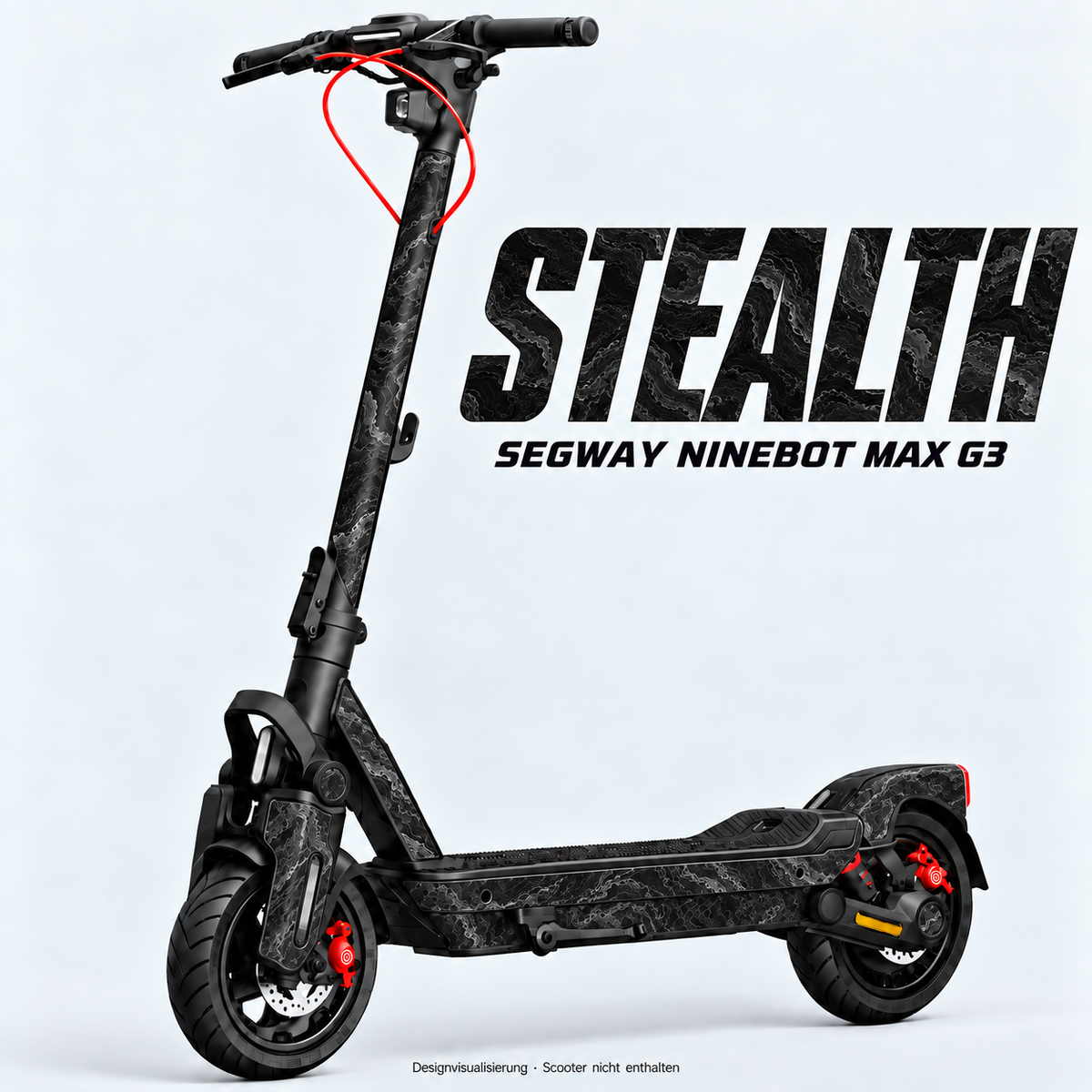 STEALTH – Designvisualisierung am Segway Ninebot MAX G3. Scooter nicht enthalten.