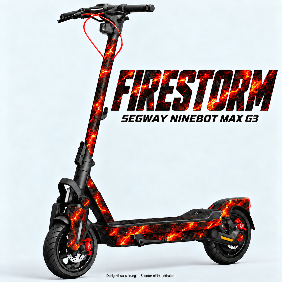 FIRESTORM – Designvisualisierung am Segway Ninebot MAX G3. Scooter nicht enthalten.