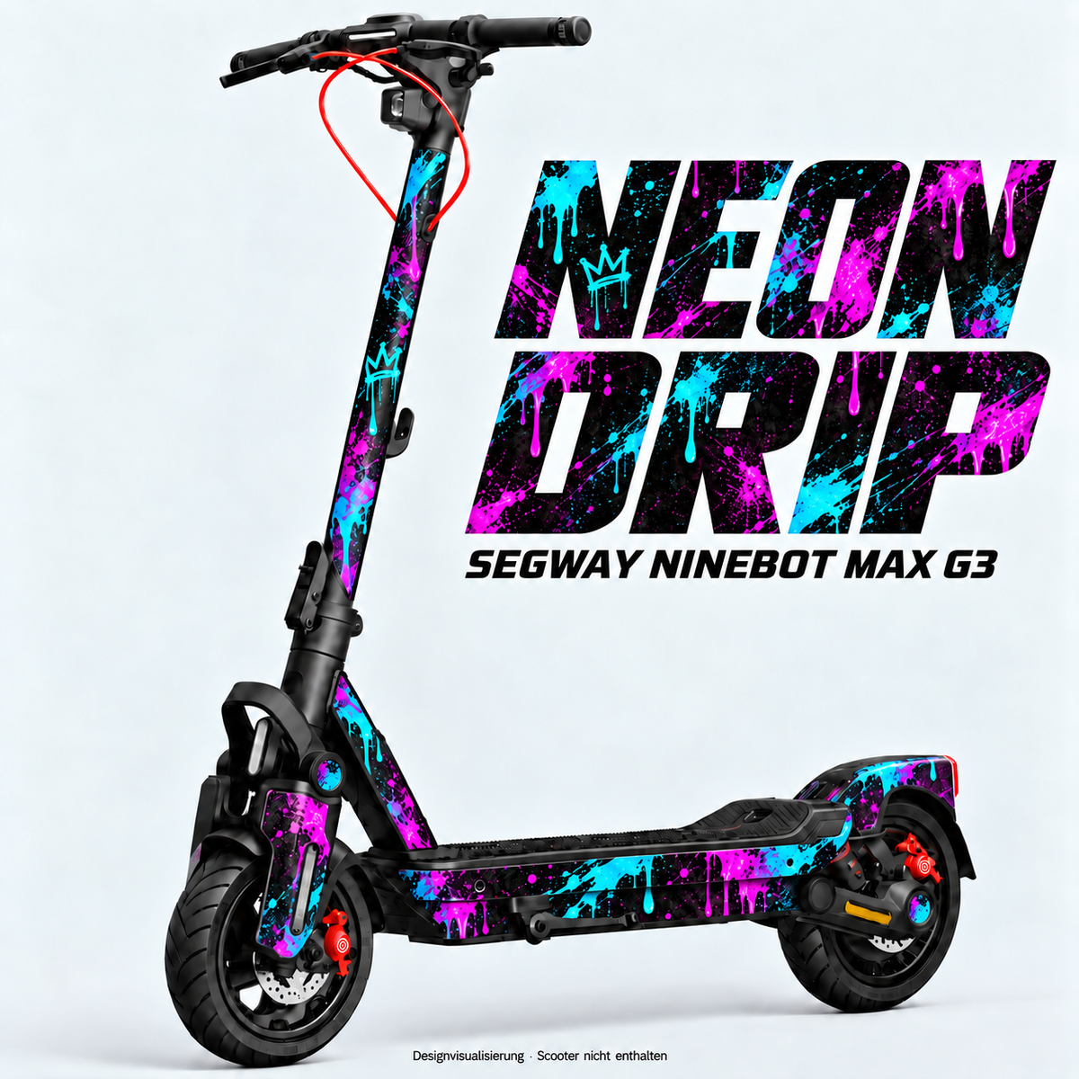 NEON DRIP – Designvisualisierung am Segway Ninebot MAX G3. Scooter nicht enthalten.