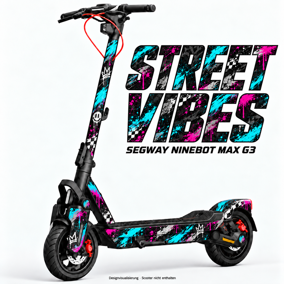 STREET VIBES – Designvisualisierung am Segway Ninebot MAX G3. Scooter nicht enthalten.