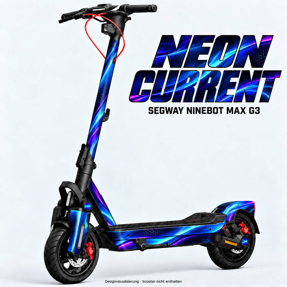 NEON CURRENT – Designvisualisierung am Segway Ninebot MAX G3. Scooter nicht enthalten.