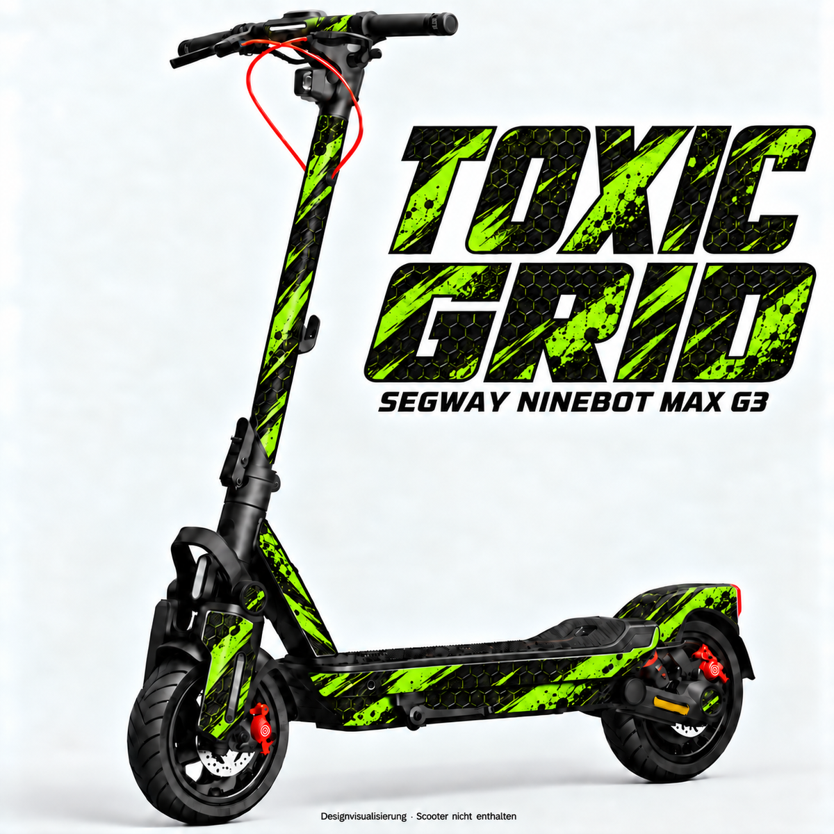 TOXIC GRID – Designvisualisierung am Segway Ninebot MAX G3. Scooter nicht enthalten.