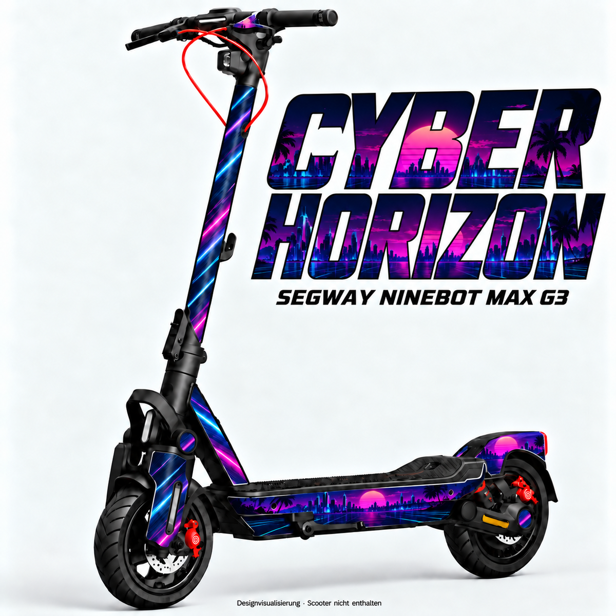 CYBER HORIZON – Designvisualisierung am Segway Ninebot MAX G3. Scooter nicht enthalten.