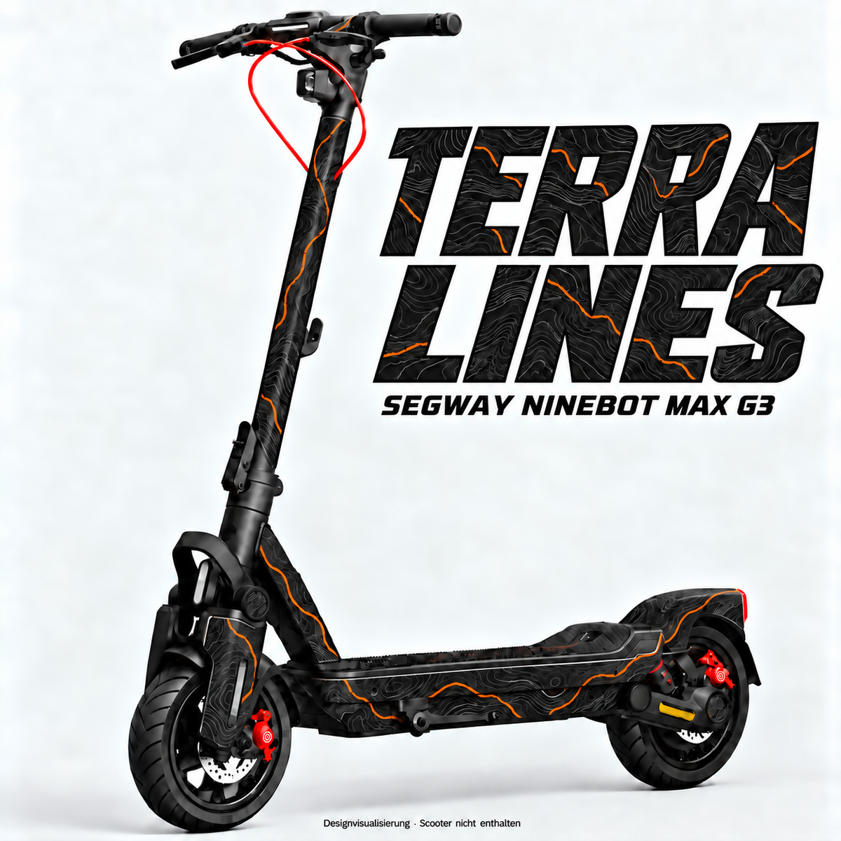 TERRA LINES – Designvisualisierung am Segway Ninebot MAX G3. Scooter nicht enthalten.