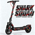 SHARK SQUAD – Designvisualisierung am Segway Ninebot MAX G3. Scooter nicht enthalten.