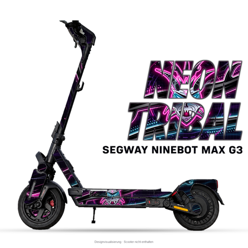 NEON TRIBAL – Designvisualisierung am Segway Ninebot MAX G3. Scooter nicht enthalten.