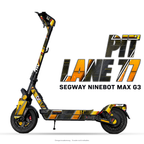 PIT LANE 77 – Designvisualisierung am Segway Ninebot MAX G3. Scooter nicht enthalten.