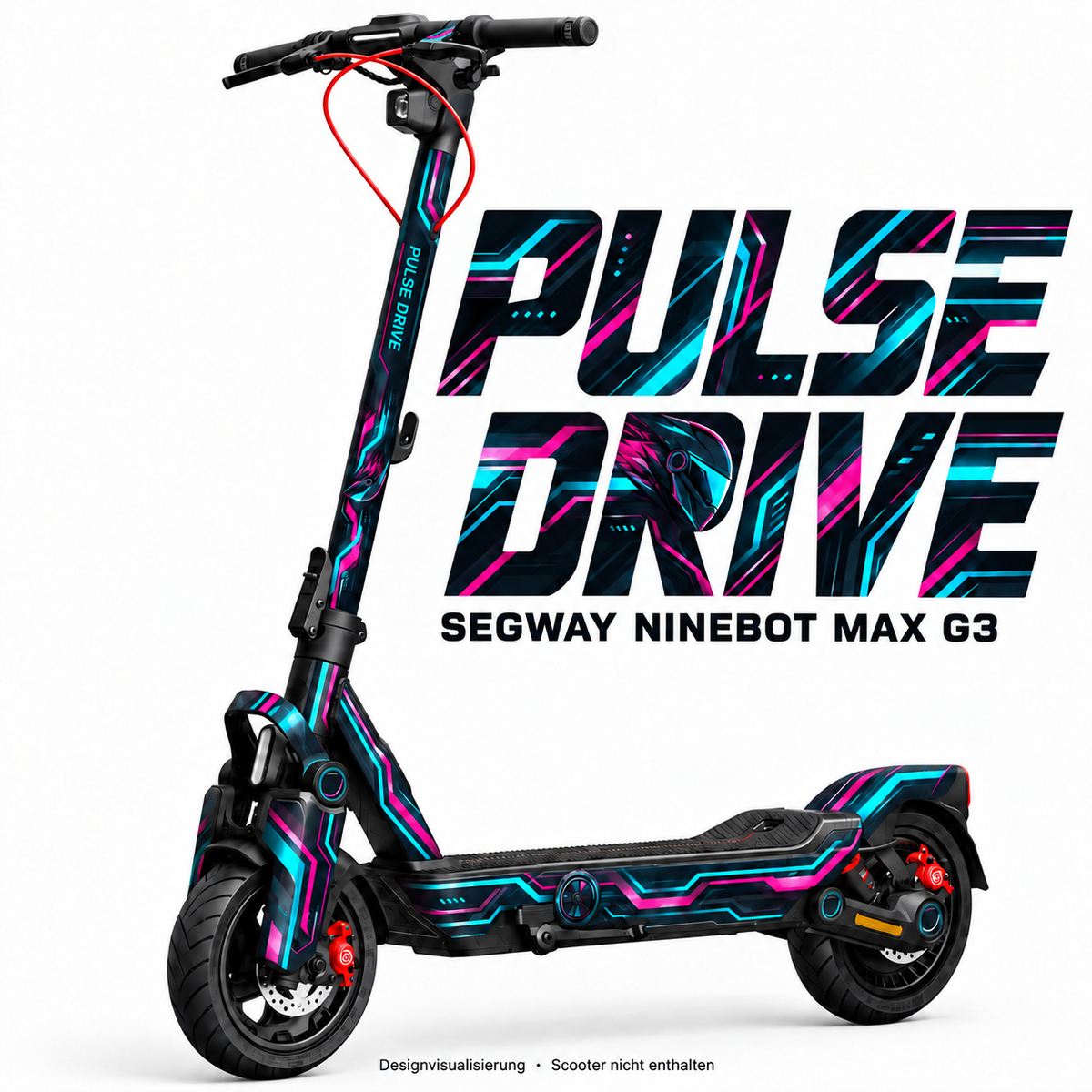 SEGWAY NINEBOT G3 SKIN | PULSE DRIVE – Designvisualisierung am passenden Scooter. Scooter nicht enthalten.