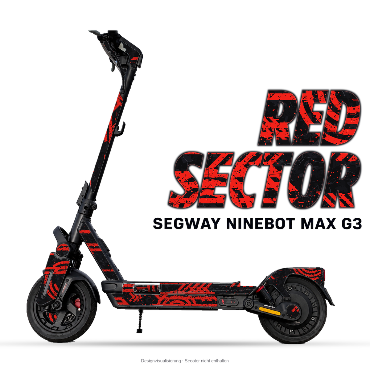 RED SECTOR – Designvisualisierung am Segway Ninebot MAX G3. Scooter nicht enthalten.