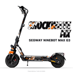 SHOCKWAVE MX – Designvisualisierung am Segway Ninebot MAX G3. Scooter nicht enthalten.