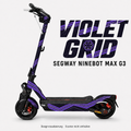 VIOLET GRID Skin für Segway Ninebot MAX G3 mit violetten Bändern und Hexagonraster – digitale Designvisualisierung, Scooter nicht enthalten
