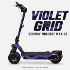 VIOLET GRID Skin für Segway Ninebot MAX G3 mit violetten Bändern und Hexagonraster – digitale Designvisualisierung, Scooter nicht enthalten
