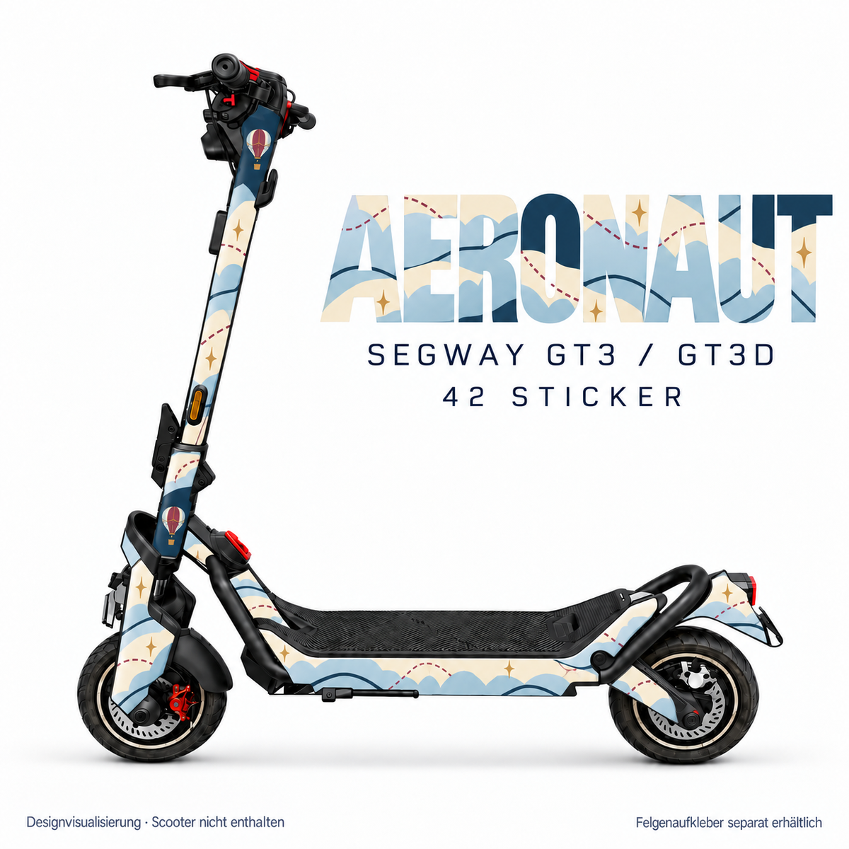 AERONAUT Skin am Segway GT3D – Designvisualisierung, Felgenaufkleber separat