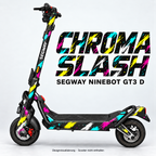 SEGWAY NINEBOT GT3 SKIN | CHROMA SLASH – Designvisualisierung am passenden Scooter. Scooter nicht enthalten.