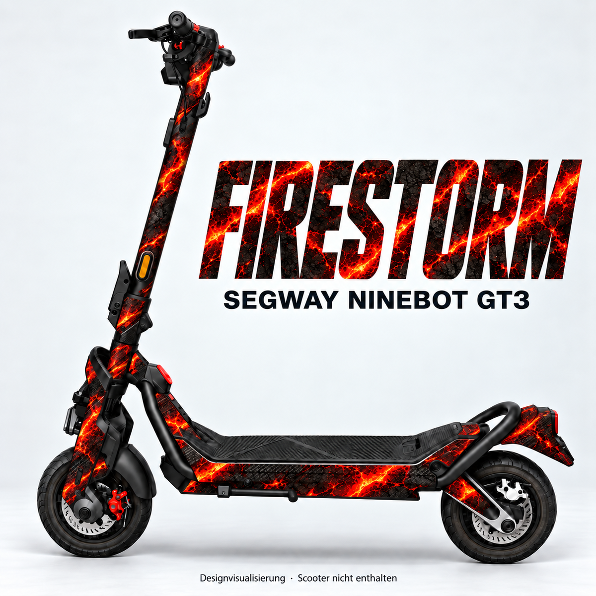 FIRESTORM – Designvisualisierung am Segway Ninebot GT3. Scooter nicht enthalten.