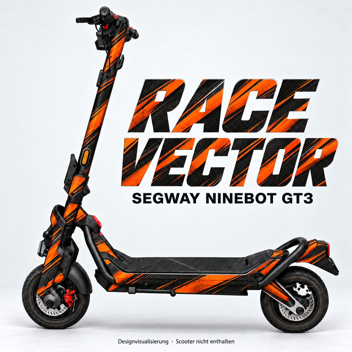 RACE VECTOR – Designvisualisierung am Segway Ninebot GT3. Scooter nicht enthalten.