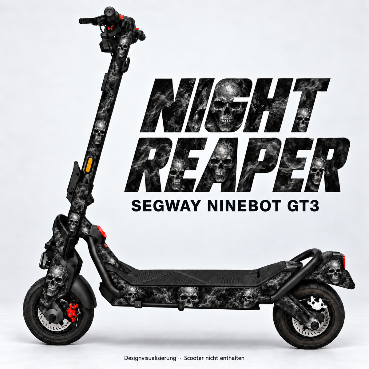 NIGHT REAPER – Designvisualisierung am Segway Ninebot GT3. Scooter nicht enthalten.