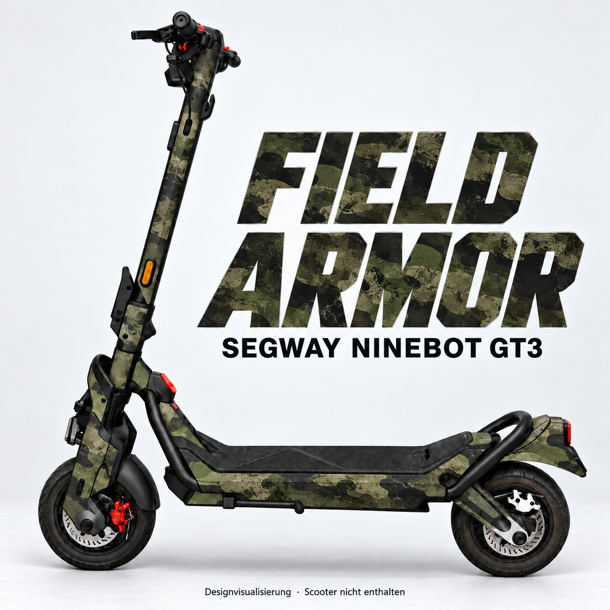 FIELD ARMOR – Designvisualisierung am Segway Ninebot GT3. Scooter nicht enthalten.