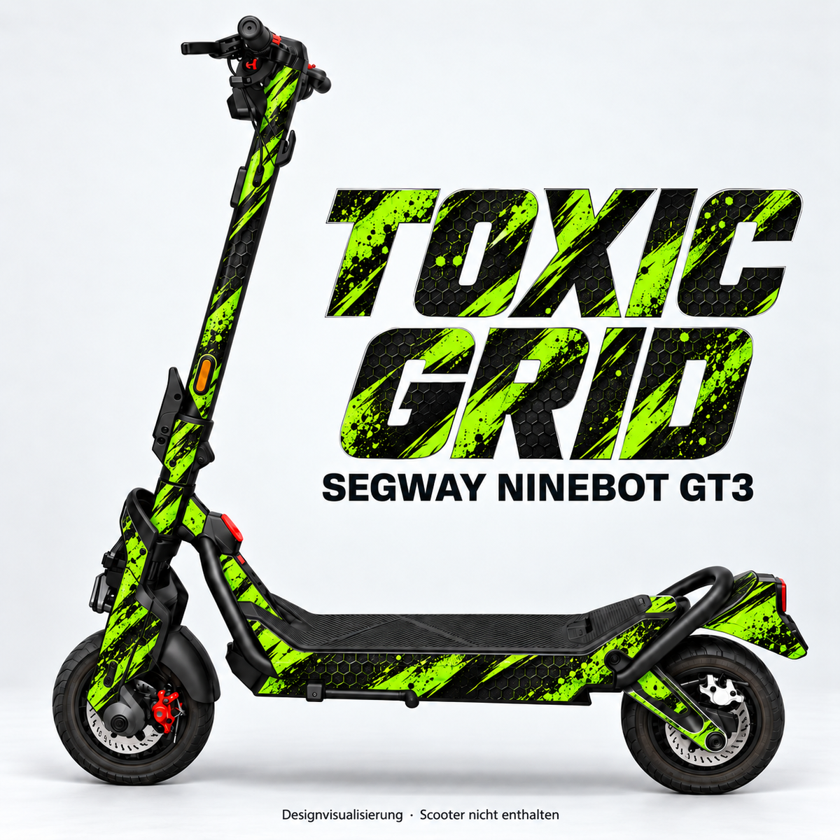 TOXIC GRID – Designvisualisierung am Segway Ninebot GT3. Scooter nicht enthalten.