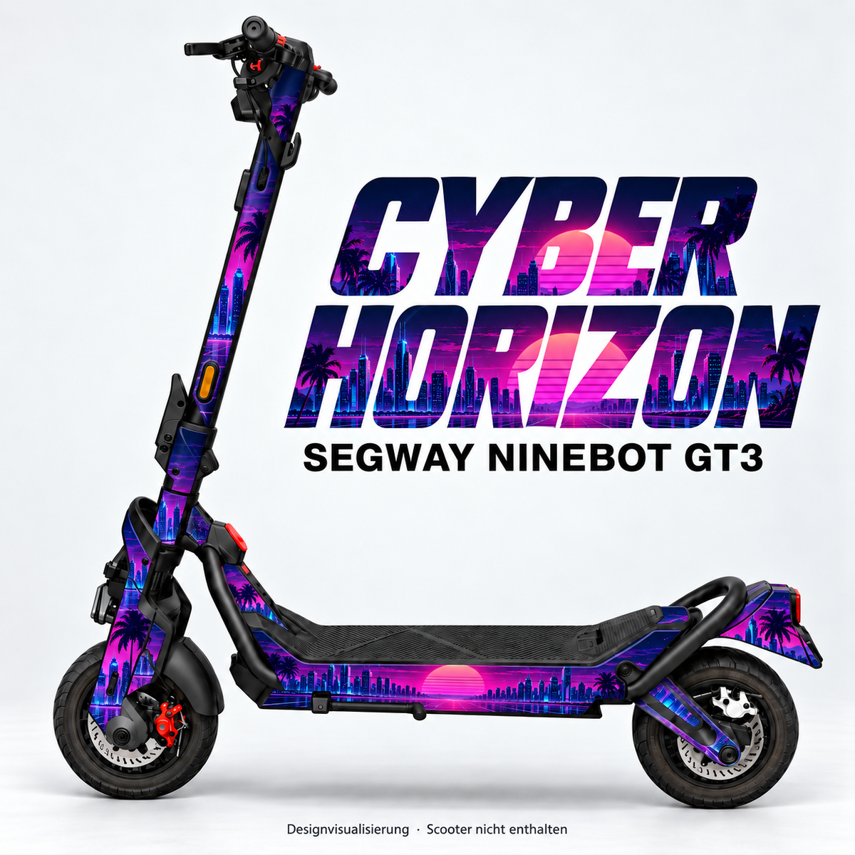 CYBER HORIZON – Designvisualisierung am Segway Ninebot GT3. Scooter nicht enthalten.