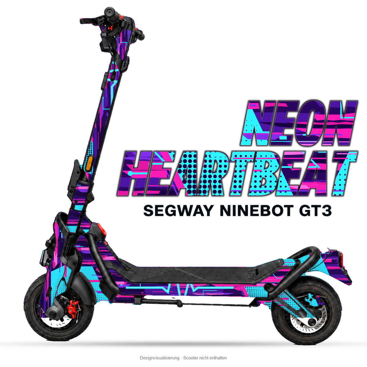 NEON HEARTBEAT – Designvisualisierung am Segway Ninebot GT3. Scooter nicht enthalten.